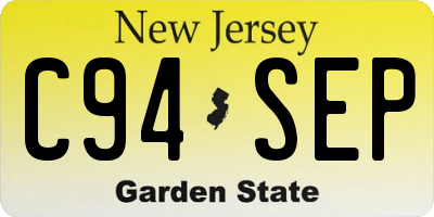 NJ license plate C94SEP