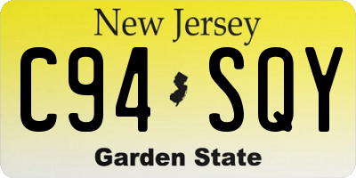 NJ license plate C94SQY