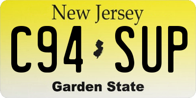 NJ license plate C94SUP