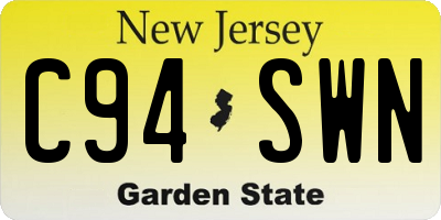 NJ license plate C94SWN