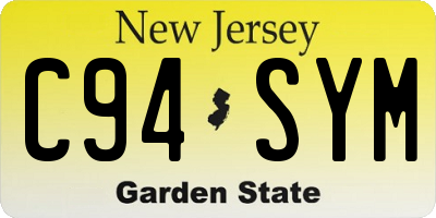 NJ license plate C94SYM