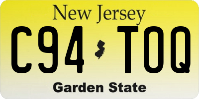 NJ license plate C94TOQ