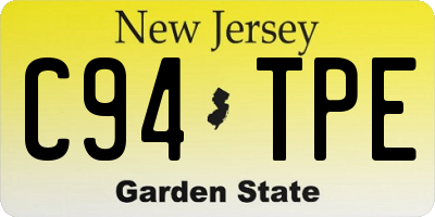 NJ license plate C94TPE