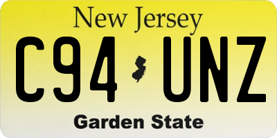 NJ license plate C94UNZ