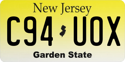 NJ license plate C94UOX