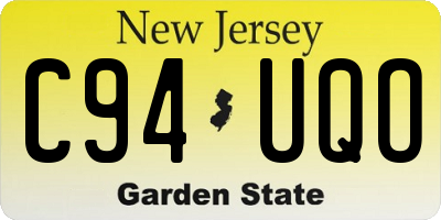 NJ license plate C94UQO