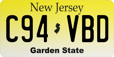 NJ license plate C94VBD