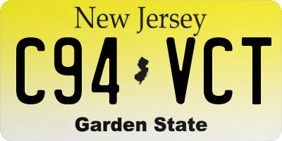NJ license plate C94VCT