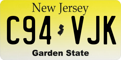 NJ license plate C94VJK