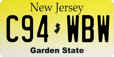 NJ license plate C94WBW