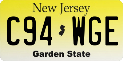 NJ license plate C94WGE