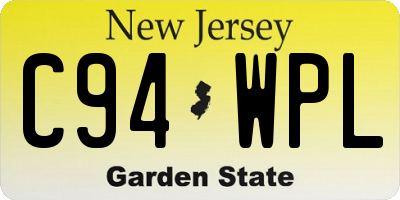 NJ license plate C94WPL