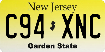 NJ license plate C94XNC