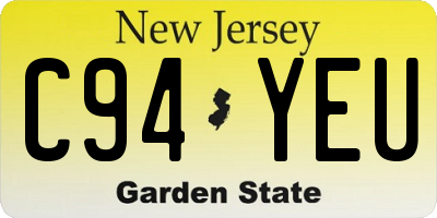 NJ license plate C94YEU