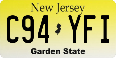 NJ license plate C94YFI