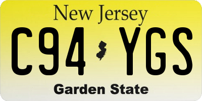 NJ license plate C94YGS