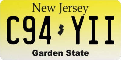 NJ license plate C94YII