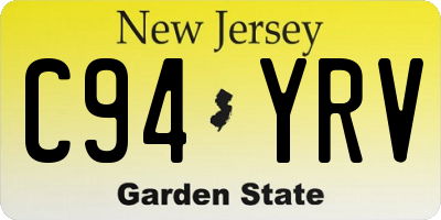 NJ license plate C94YRV