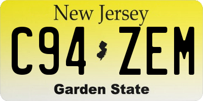 NJ license plate C94ZEM