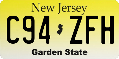 NJ license plate C94ZFH