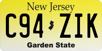 NJ license plate C94ZIK