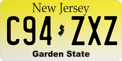 NJ license plate C94ZXZ