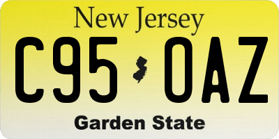NJ license plate C95OAZ