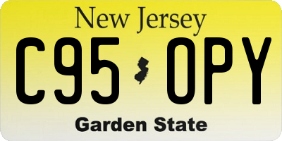 NJ license plate C95OPY