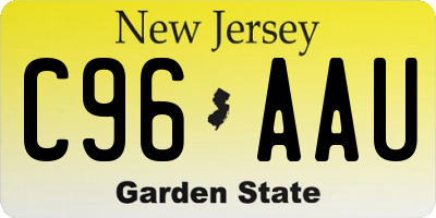 NJ license plate C96AAU
