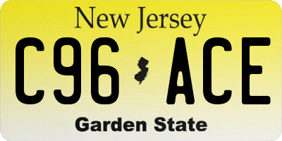 NJ license plate C96ACE