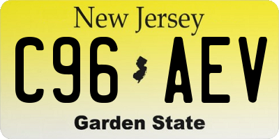 NJ license plate C96AEV