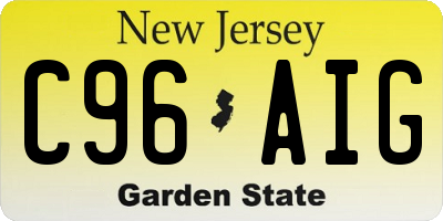NJ license plate C96AIG