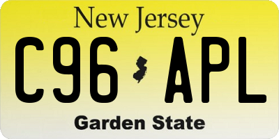 NJ license plate C96APL