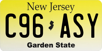 NJ license plate C96ASY