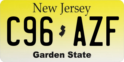 NJ license plate C96AZF