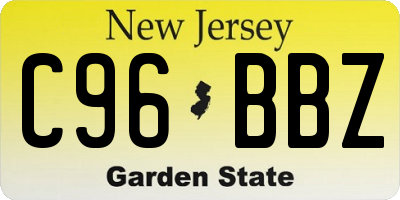 NJ license plate C96BBZ