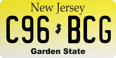 NJ license plate C96BCG
