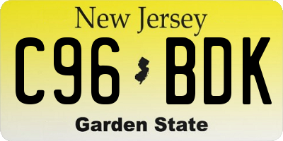 NJ license plate C96BDK