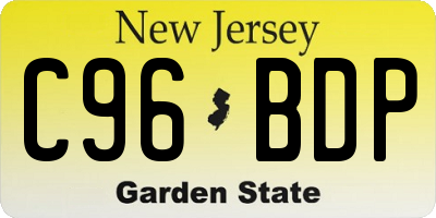 NJ license plate C96BDP