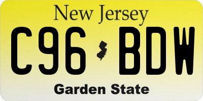 NJ license plate C96BDW