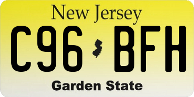 NJ license plate C96BFH