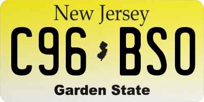 NJ license plate C96BSO