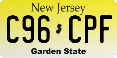 NJ license plate C96CPF