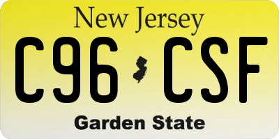 NJ license plate C96CSF