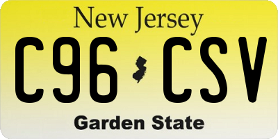 NJ license plate C96CSV