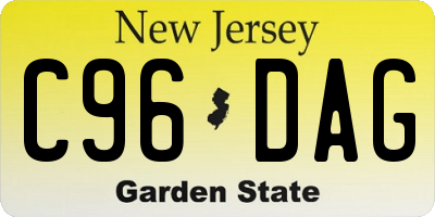 NJ license plate C96DAG