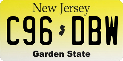 NJ license plate C96DBW