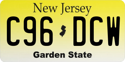NJ license plate C96DCW
