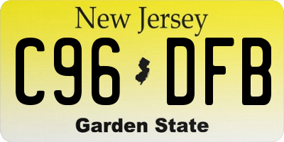 NJ license plate C96DFB