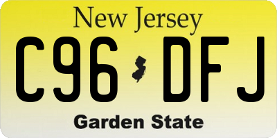 NJ license plate C96DFJ